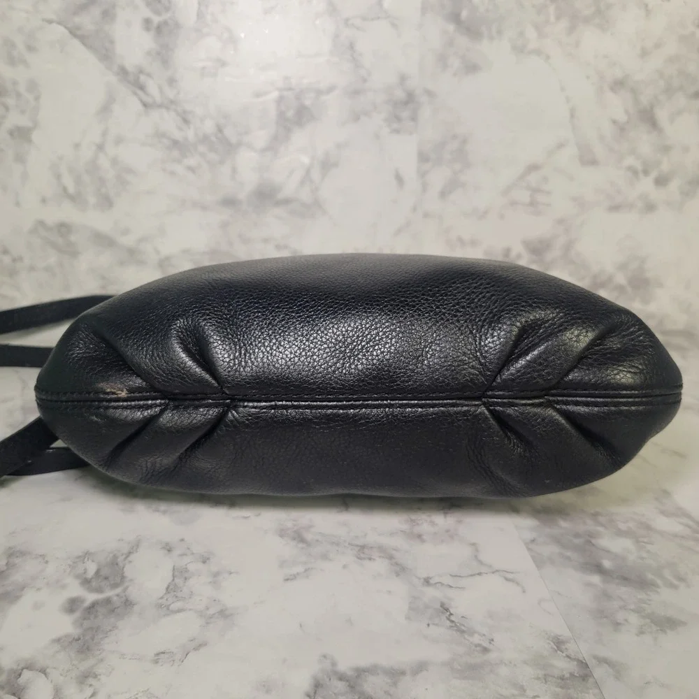 Michael Kors‎ Black Pebbled Leather Crossbody Bag Gold Hardware Front Zip Pocket